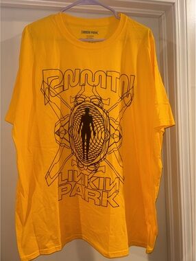 Linkin Park Yellow Graphic Band T-Shirt XL 100% Cotton Rock Music Tee